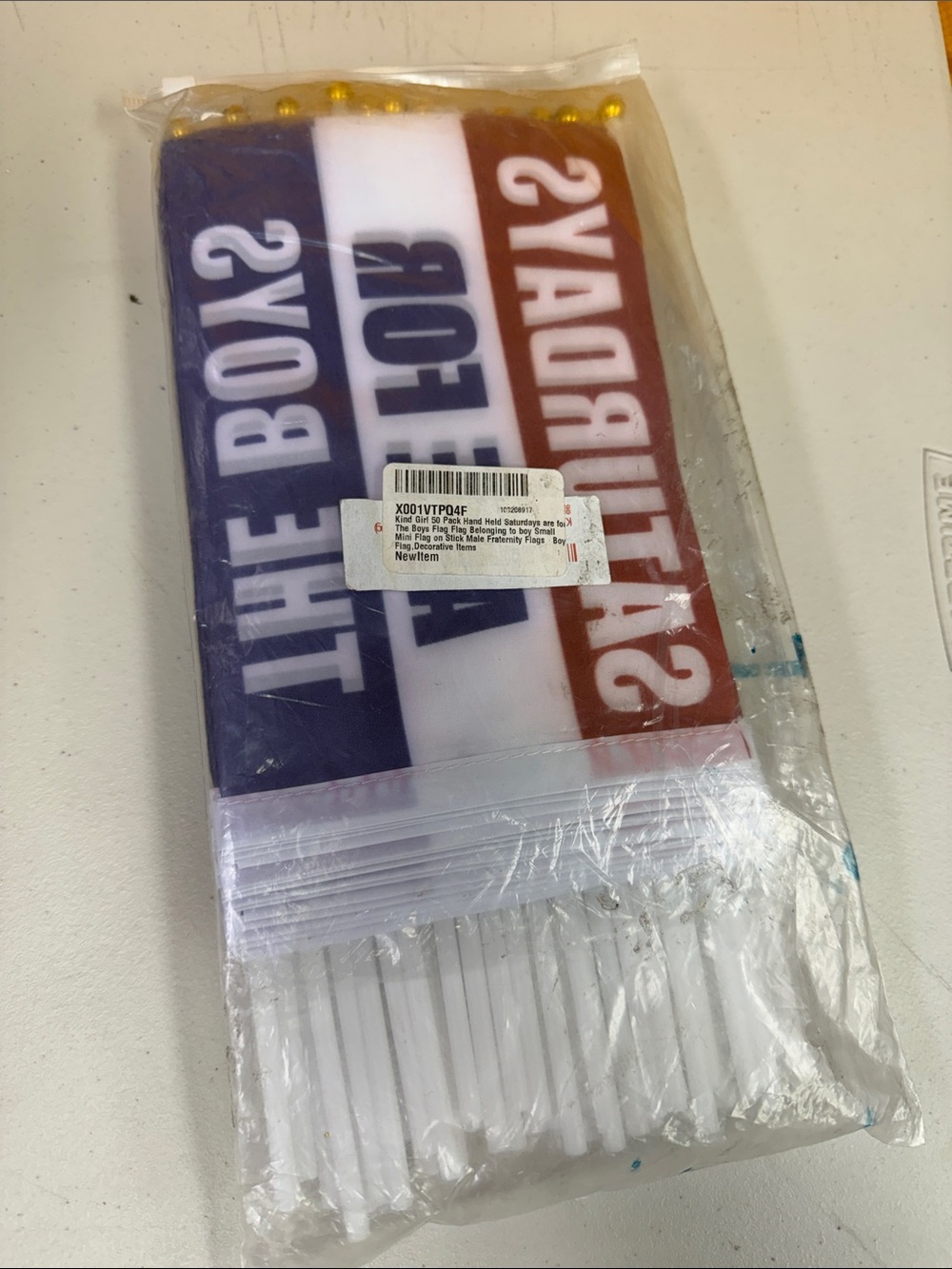 Patriotic Red White Blue Party flags Saturdays Are For The Boys 50 pack Frat fla